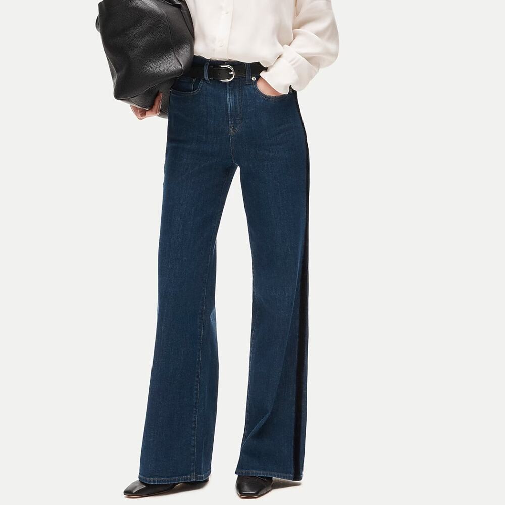 NWT J. Crew Denim Trouser Jeans with Corduroy Stripe Donovan Wash Womens Sz 31